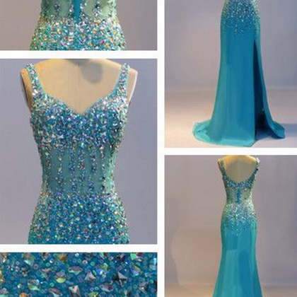 Beaded Straps Prom Dress,high Quality Prom..