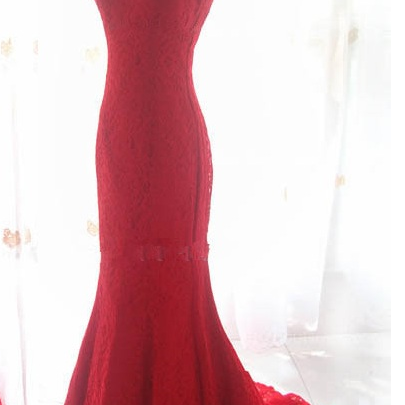 Red V Neck Mermaid Prom Dress,Red Evening Gown Y5967 main image 1