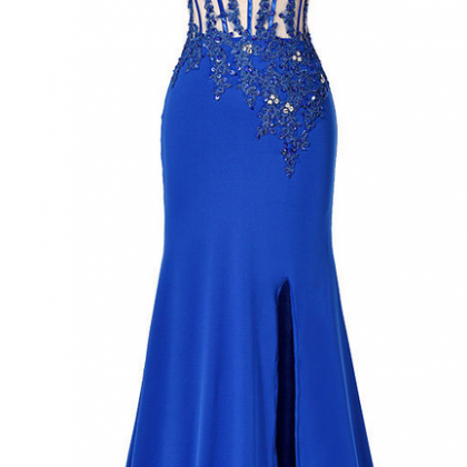 Royal Blue Mermaid Prom Dress,long Prom..