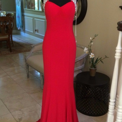Red Backless Prom Dress,long Prom Dresses,charming..