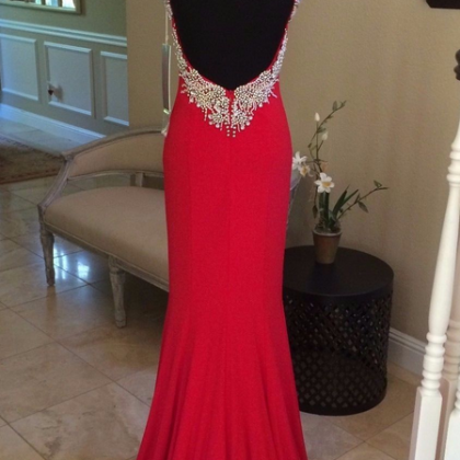 Red Backless Prom Dress,long Prom Dresses,charming..