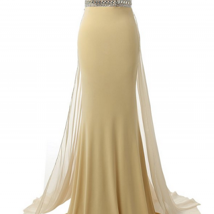 Style Beaded Long Chiffon Evening Dress,formal..
