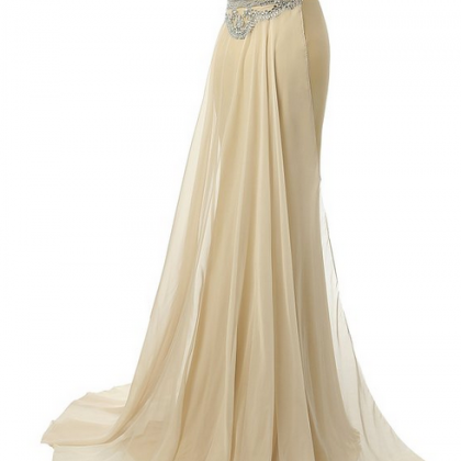Style Beaded Long Chiffon Evening Dress,formal..