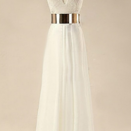 Custom Made White Floor Length Prom Dresses,