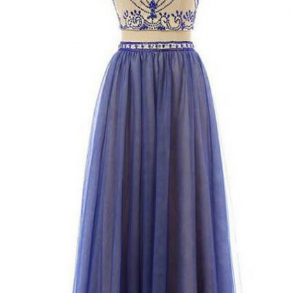 Two Piece Prom Dresses,tulle Prom Dress,sleeveless..