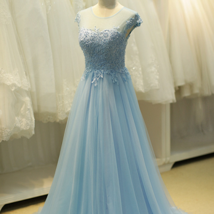 Prom Dresses, A line Blue Evening D..