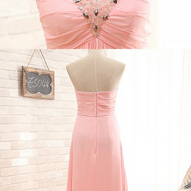 Ready To Ship Pink Prom Dress,strapless Prom..