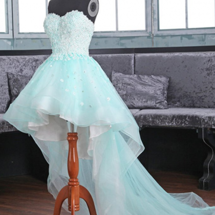 Sweetheart Neck A-line Organza Prom Dreses High..