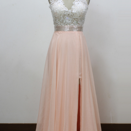 Long Pink Prom Dresses, Lace Women Prom Dresses,..