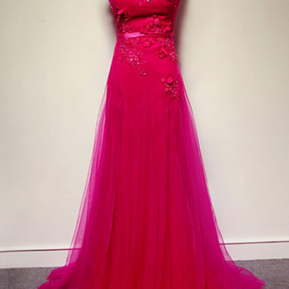 Red Prom Dress, Red Tulle Prom Dresses, Long Red..