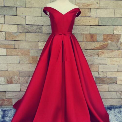 Simple Dark Red Prom Dresses V Neck Off The..