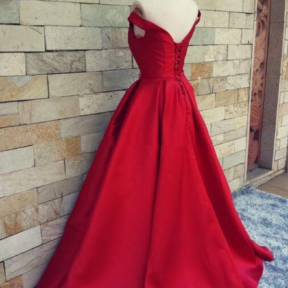 Simple Dark Red Prom Dresses V Neck Off The..