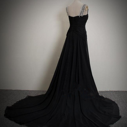 Black Rhinestones Women Dress Party Dress Long..
