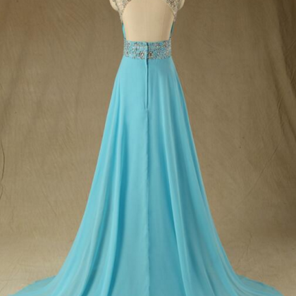Fashion Beading Prom Dresses Sleeveless Hollow..