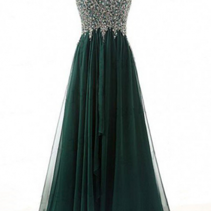 Pretty Green Beading Chiffon Prom Dresses,handmade..