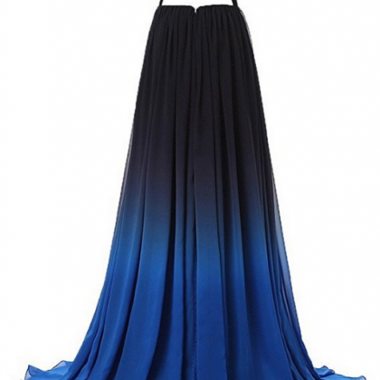 Gradient Color Prom Evening Dress Beaded Ball Gown..