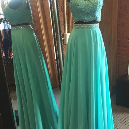 Two Pieces Prom Dress,long Prom Dress,lace Prom..