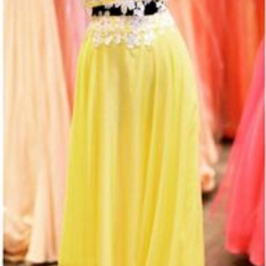 Yellow Prom Dress,long Prom Dress,chiffion Prom..