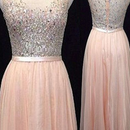 Pink prom dress,long prom dress,rou..