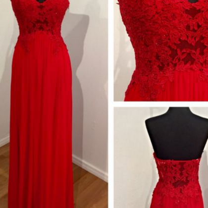 Red Prom Dress,chiffion Prom Dress,lace Prom..