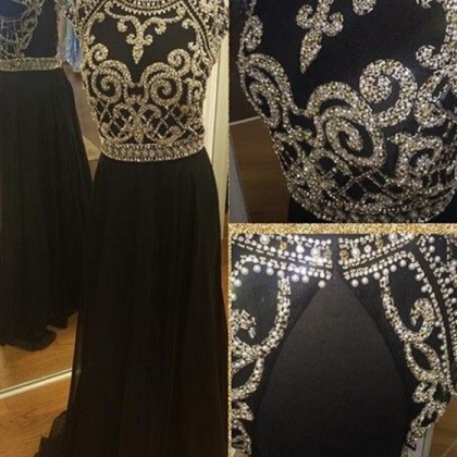 Black Prom Dress,chiffion Prom Dress,high Quality..