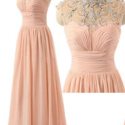 A-line Princess Prom Dress,pink Prom Dress,long..