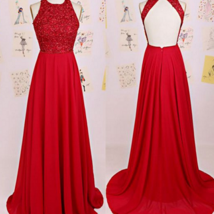 Red Prom Dress,long Prom Dress,backless Prom..