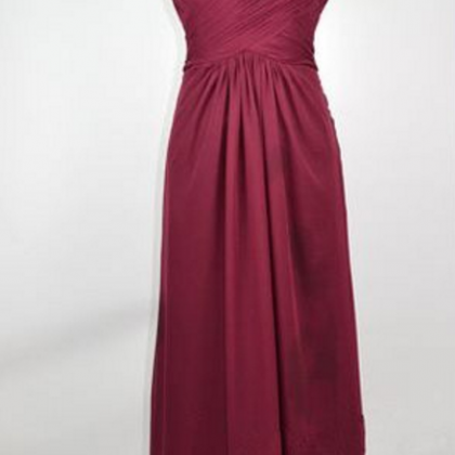 Red Sweetheart Neckline Ruched Chiffon A-line Prom..