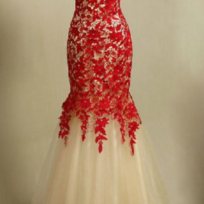 Sleeveless Prom Dress,mermeid Prom Dress,lace Prom..