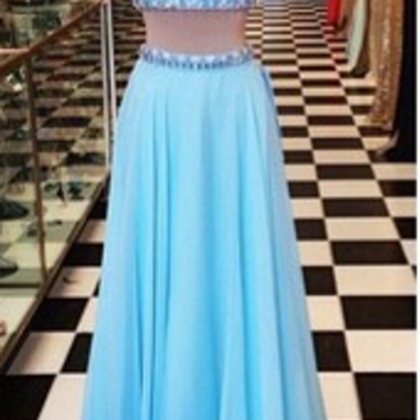 Wo Pieces Prom Dress Hollow Back Prom Dress..