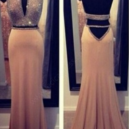 Two Pieces Prom Dress Sexy Halter Open Back..