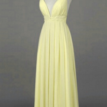 Light Yellow Chiffon Prom Dress