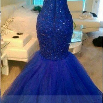 Royal Blue Mermaid Prom Dress With Sequin