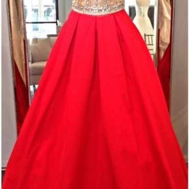 Red Satin Prom Dress With Open Back