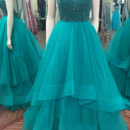 Open Back Prom Dress With Tiered Skirt