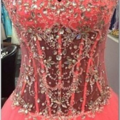 A-line Sheer Bodice Prom Dress With Beads