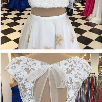 Beautiful A Line Two Pieces Lace Appliques Prom Dresses, Evening Dresses, PL480 main image 1