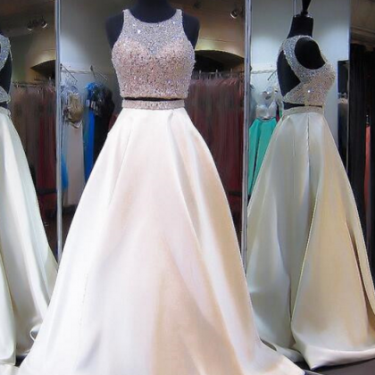 Two Ball Gowns With Beaded Head, Evening Dress.