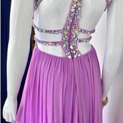A Tight, Pearl-studded Dress With A Lilac Seam...