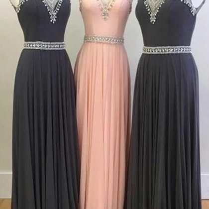 A Chiffon Long Gown With A Diamond Ball Gown,..