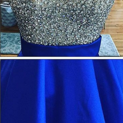 A Scottish Royal Blue Dress With Beaded Bodice..
