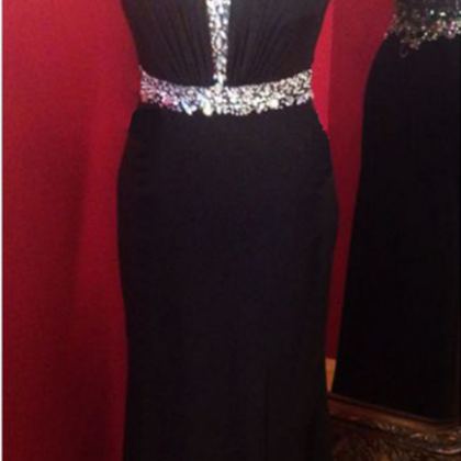 Black Prom Dress With Crystals Beads