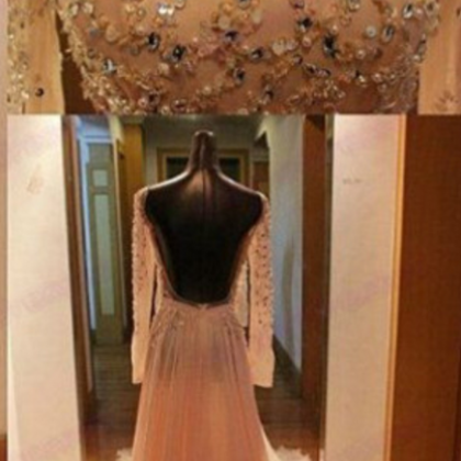 Gorgeous Open Back Long Sleeves Prom Dress Special..