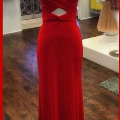 Square Neck Red Long Prom Dress