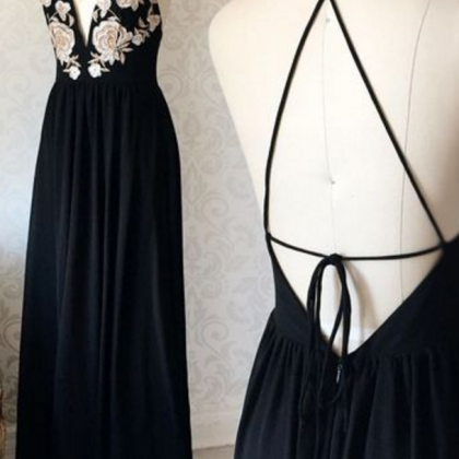 Black Chiffon Prom Dress Evening Dresses