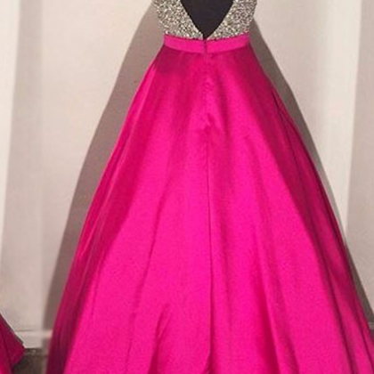 Plunging Neck Prom Dress With Open V-back Evening..