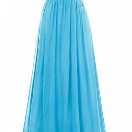 Sleeveless Long Ice Blue Chiffon Prom Dress With Corset Back on Luulla