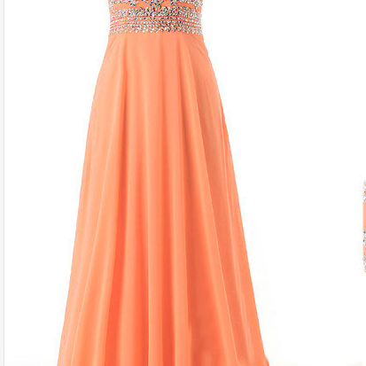 Orange Prom Dresses Long Elegant Chiffon Party..