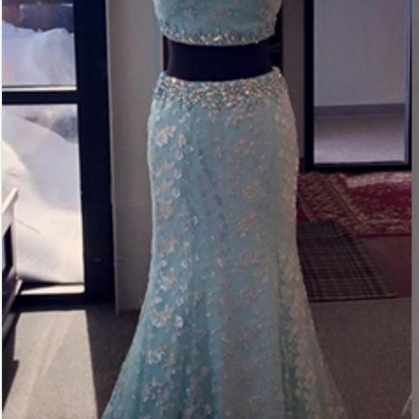 Blue Prom Dresses, Beautiful Prom Dress, Two Piece..