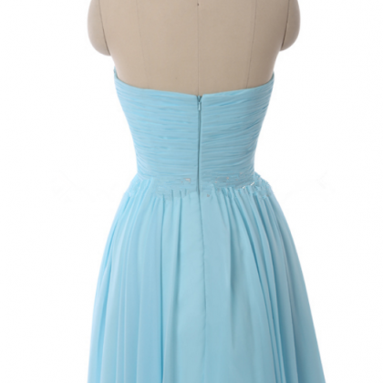 Light Blue Beaded Top Strapless Homecoming Dress,..